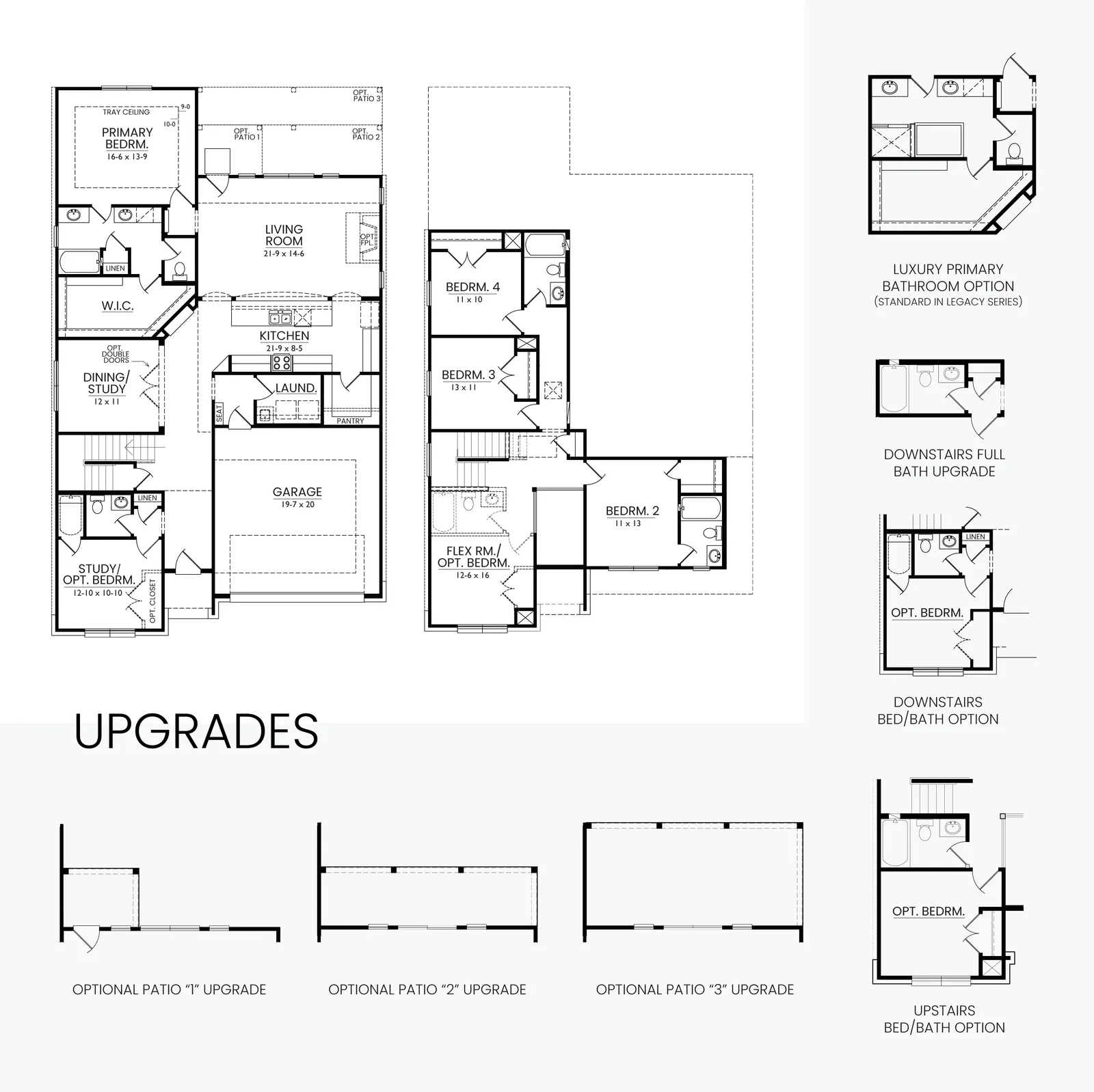 Floor plan drawing for the Oakridge by Alta Homes, 4 bed, opt. 6, 3.5 bath, opt. 5, ~2,682 sqft