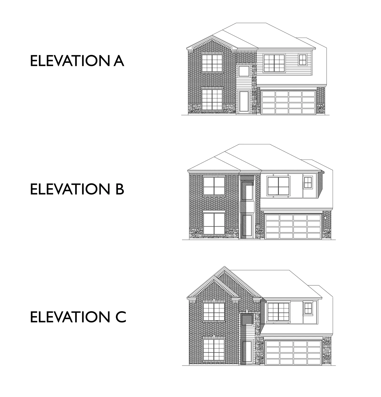 Exterior elevation A of the Oakridge floor plan by Alta Homes, 2 story